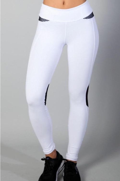 Equilibrium White/Black Mesh Leggings L707