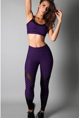 Equilibrium Purple Jacquard Leggings L7008