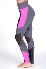 Protokolo High-Waisted Fuchsia-Grey Leggings 2966