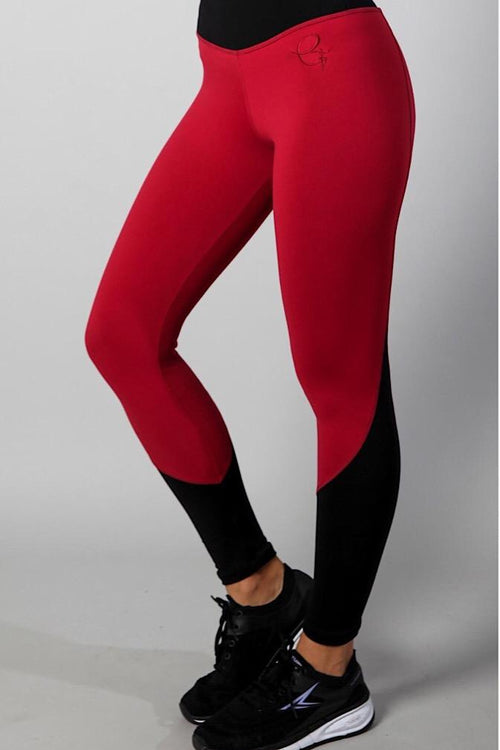 Equilibrium Burgundy/Black Mesh Leggings L7025