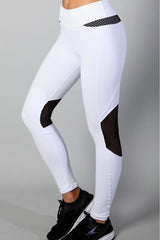Equilibrium White/Black Mesh Leggings L707