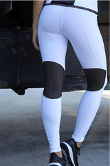 Equilibrium White/Black Mesh Leggings L707