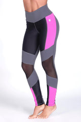 Protokolo High-Waisted Fuchsia-Grey Leggings 2966