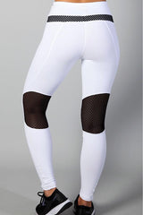 Equilibrium White/Black Mesh Leggings L707