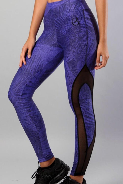 Equilibrium Purple Palm Leggings L7005