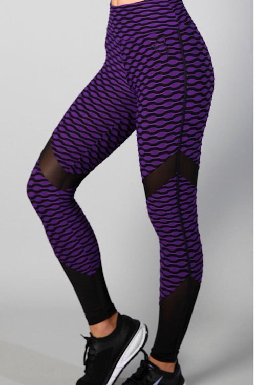 Equilibrium Purple Jacquard Leggings L7008